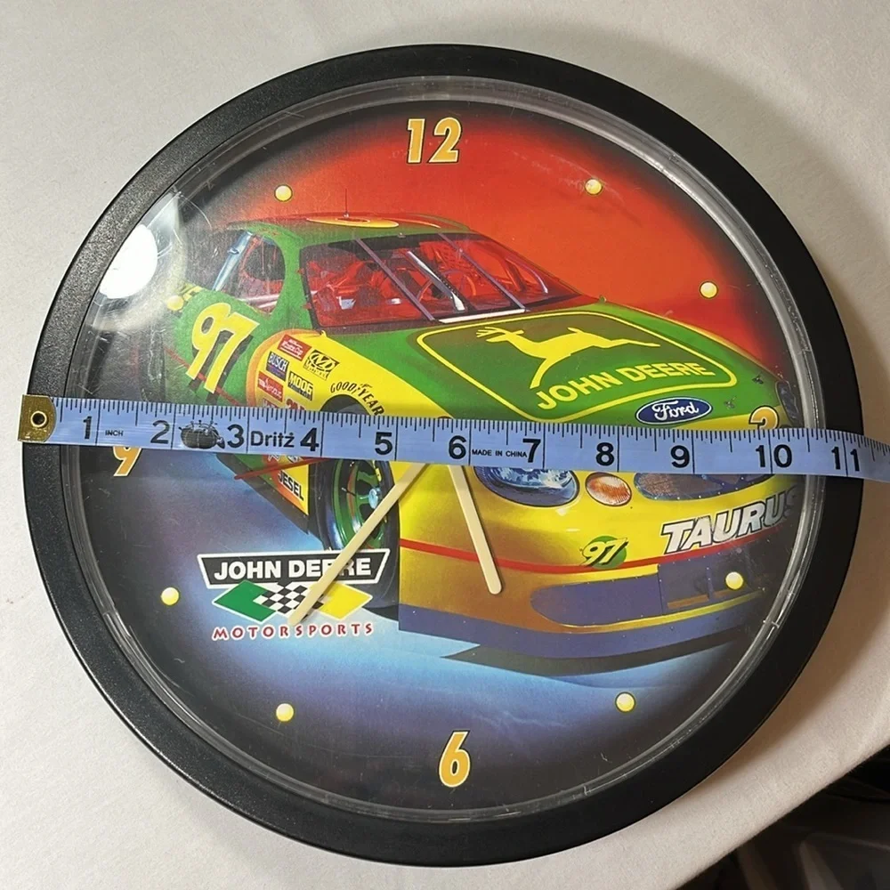 John Deere Motorsports NASCAR Vintage Wall Clock, battery incl